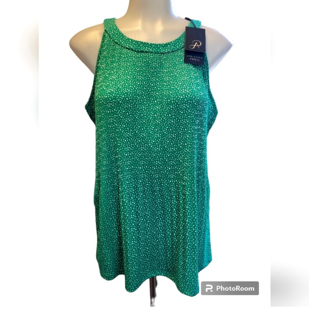 NWT ADRIANNA PAPELL GREEN SMALL‎ TOP SLEEVELESS